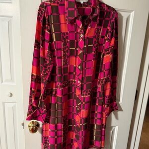 Trina Turk Vibrant Pink and Orange Plaid Dress